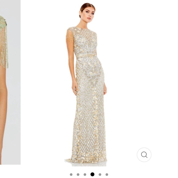 Mac Duggal HIGH NECK SLEEVELESS BEADED FRINGE FITTED GOWN Size 4 style 4908 - Picture 1 of 11
